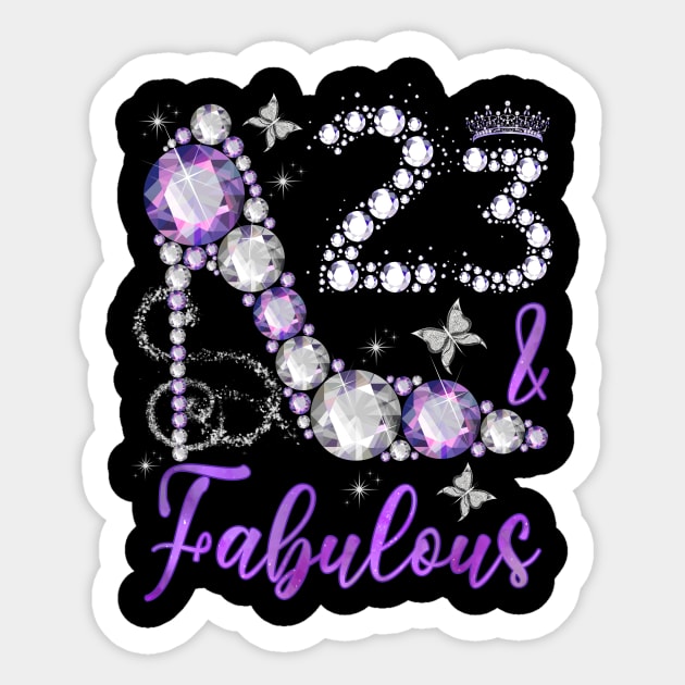 23 And Fabulous 23rd Birthday Diamond High Heels Crown Sticker by street shop